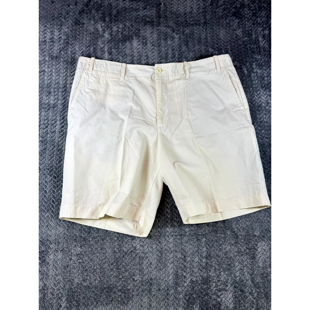 Perry Ellis Portfolio Chino Shorts Mens 40W Off White Flat Front‎ 8.5" Inseam